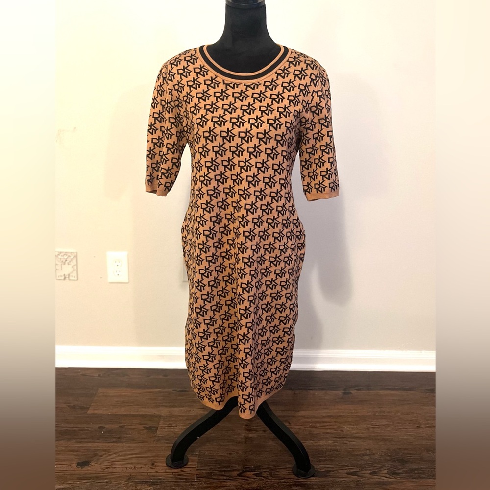 DKNY Brown Midi Dress 3/4 Sleeve